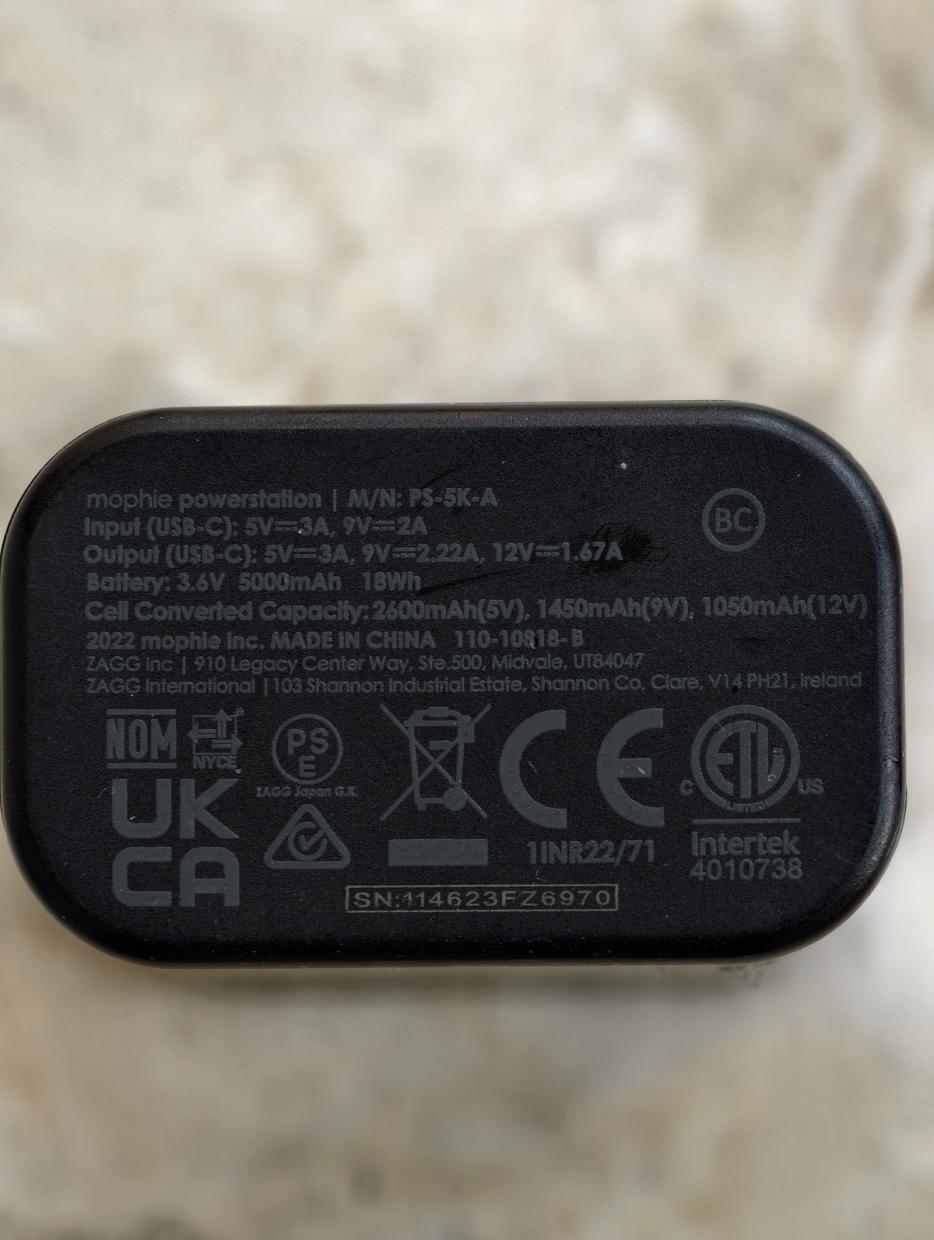 the power bank that was disallowed to carry on the plane
