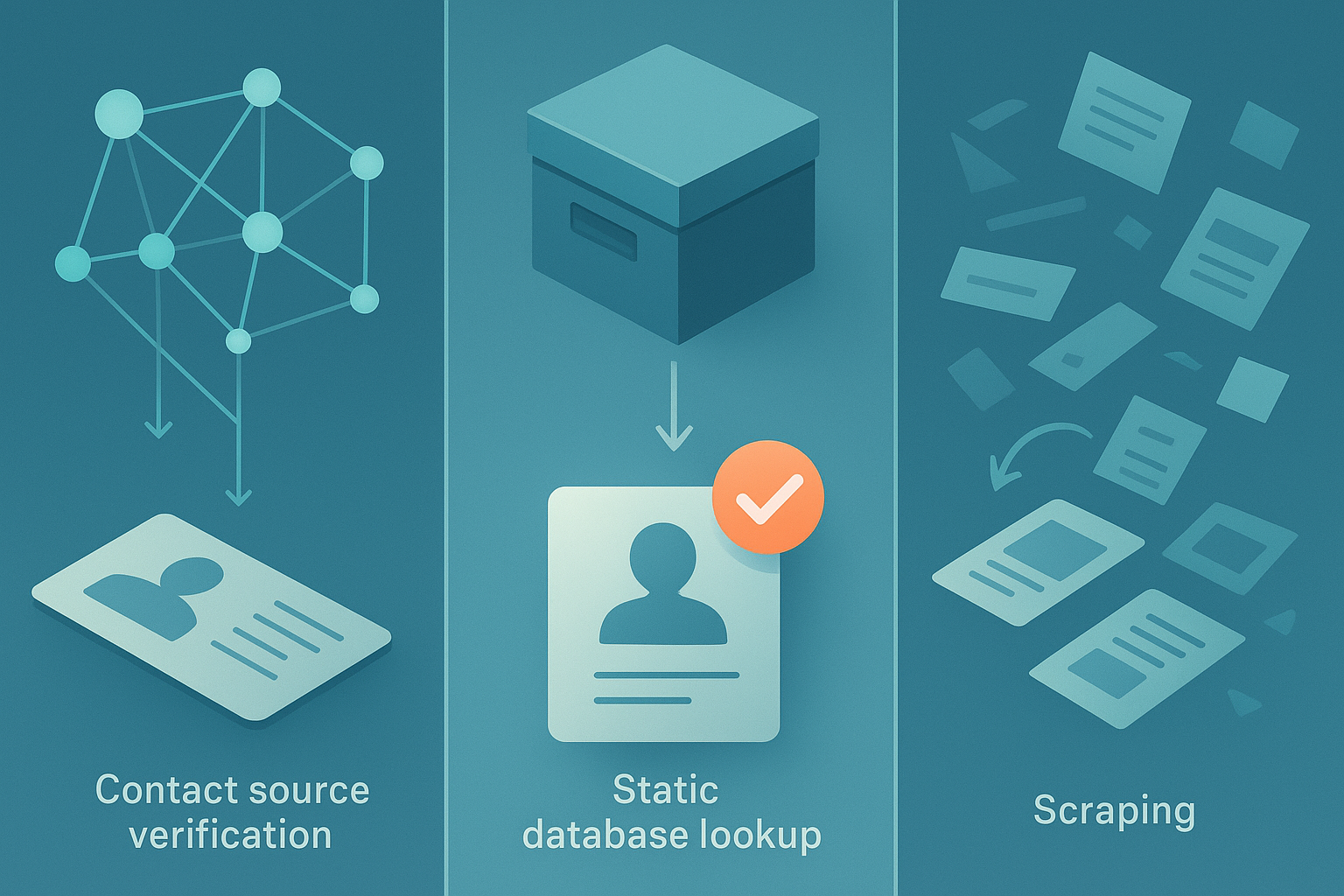 Illustration for: Verification Methodology Comparison: Multi-Source vs. Static Database vs. Scrapi