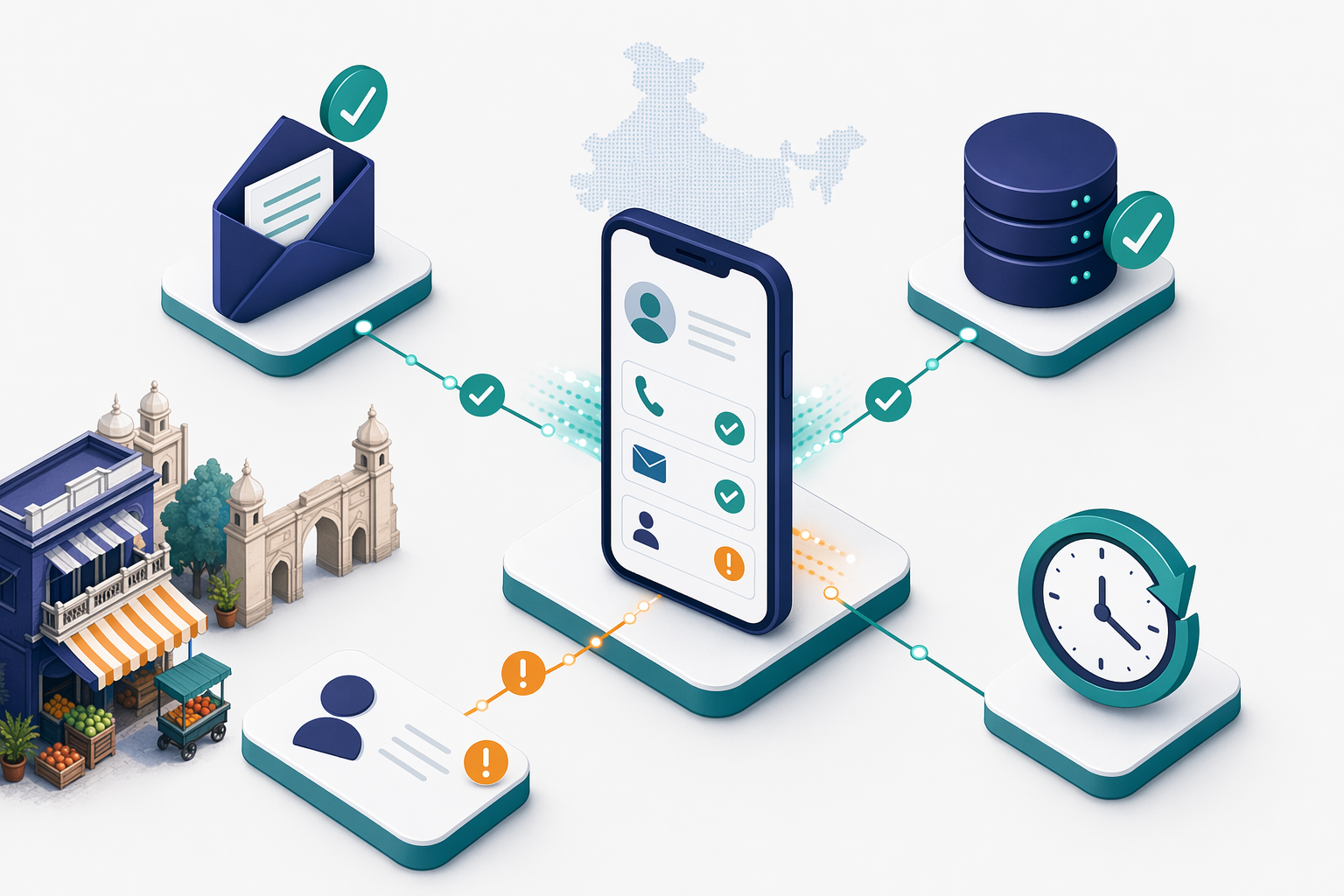 Illustration for: How to Evaluate Phone and Email Verification for Indian Markets