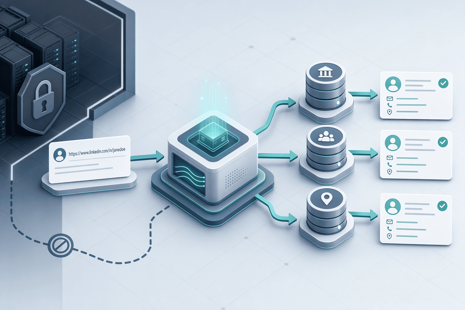 Illustration for: How PeakAi's Third-Party Database Lookup Avoids LinkedIn's Restricted Zone