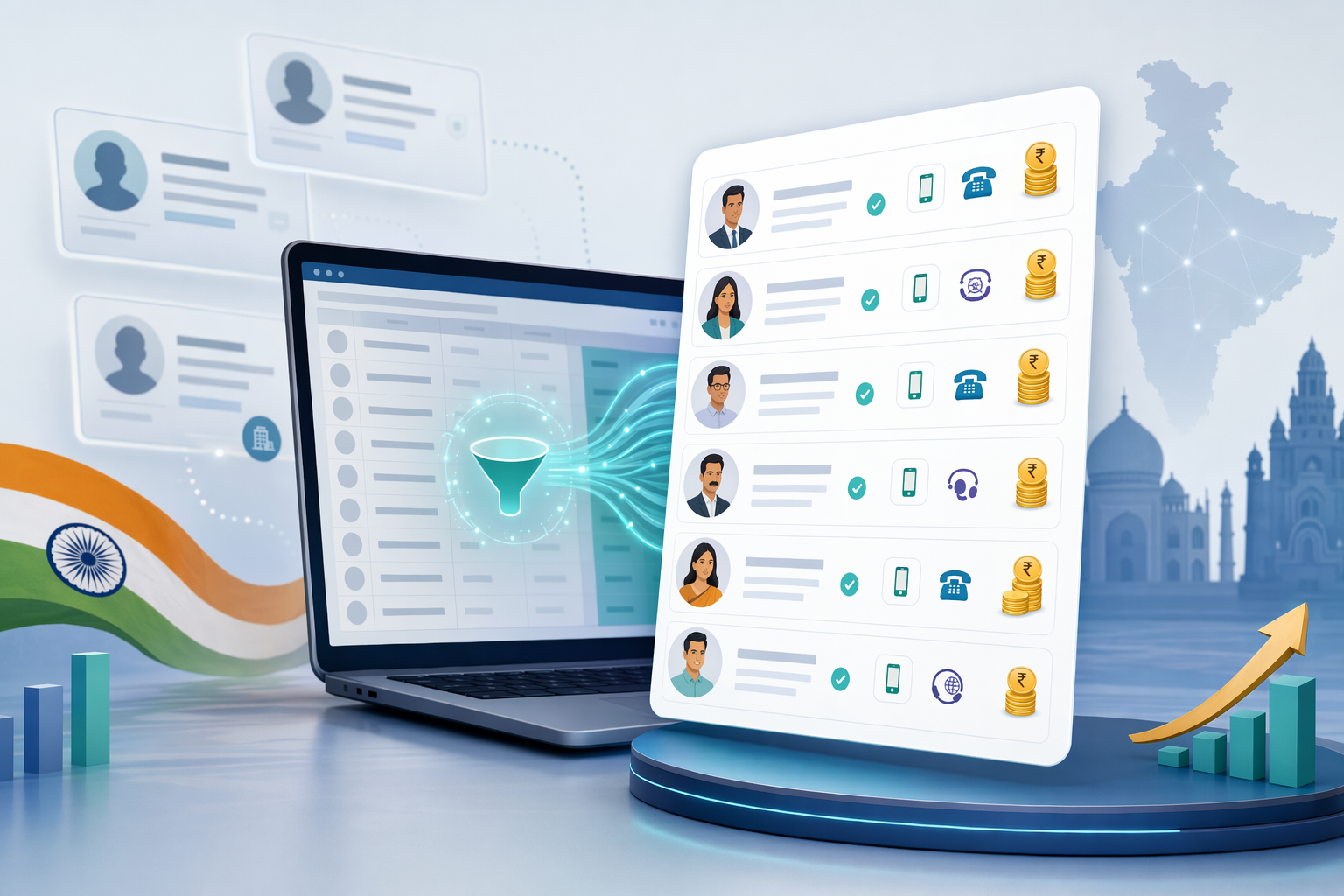 Illustration for: PeakAi for Indian Sales Teams: Pay-Per-Verified-Number with 91% Accuracy