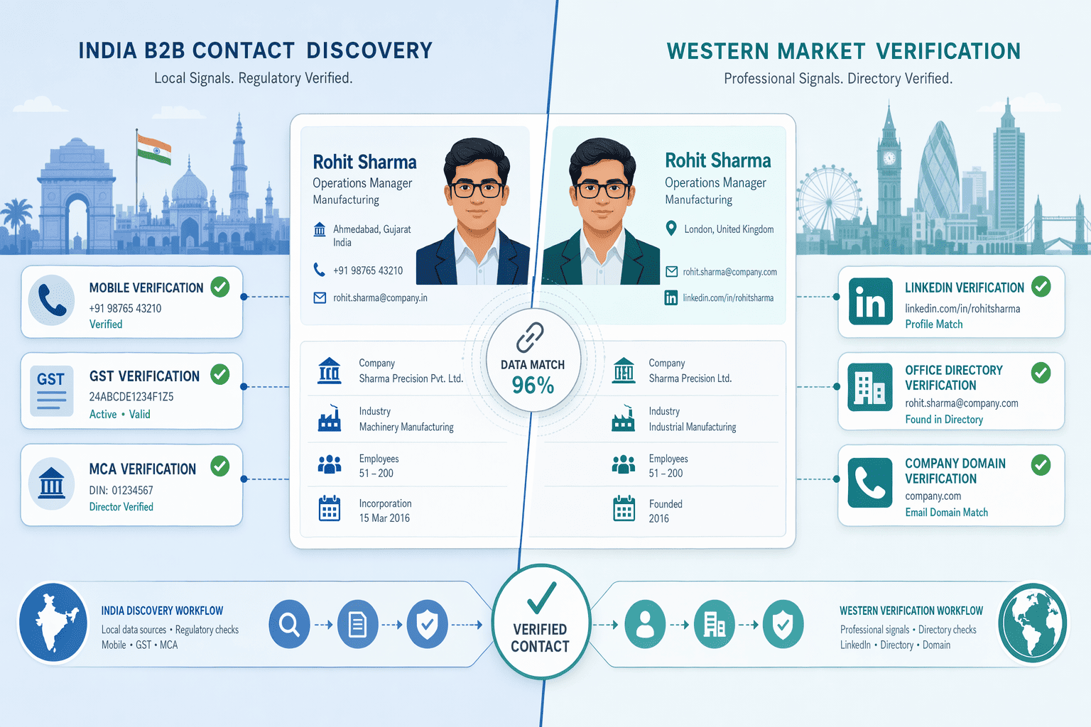 Illustration for: Why Regional Verification Matters for Indian B2B Contact Discovery