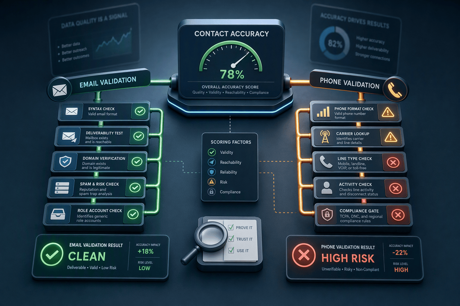 Illustration for: Email Accuracy vs. Phone Accuracy: Why Vendors Conflate Them
