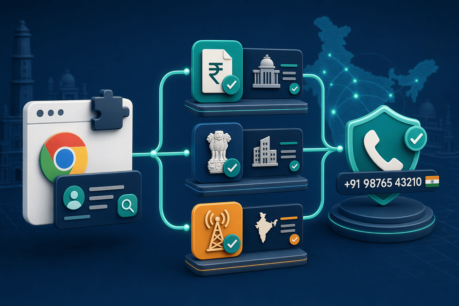 Illustration for: Why Chrome Extensions for Indian B2B Contacts Require Regional Verification