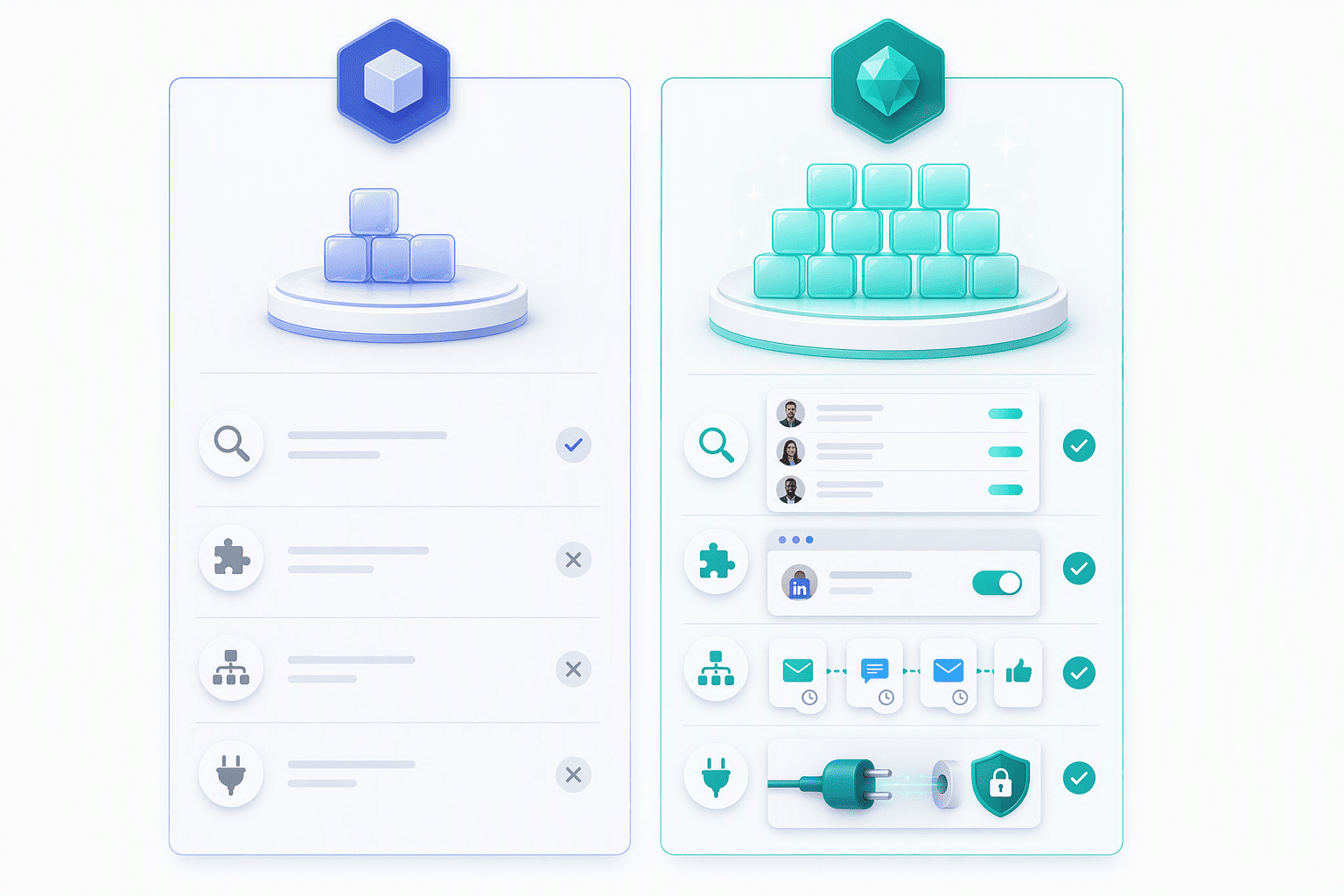 Illustration for | Dimension | Snov.io Freemium | Snov.io Starter (Paid) |