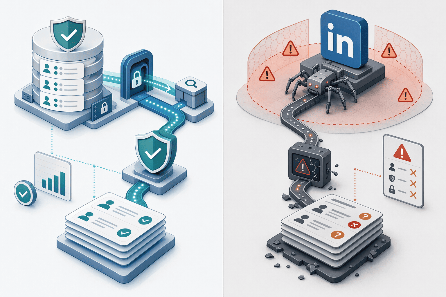 Illustration for: Enrichment-Based Platforms vs. Direct-Scraping Tools: Compliance Architecture Co