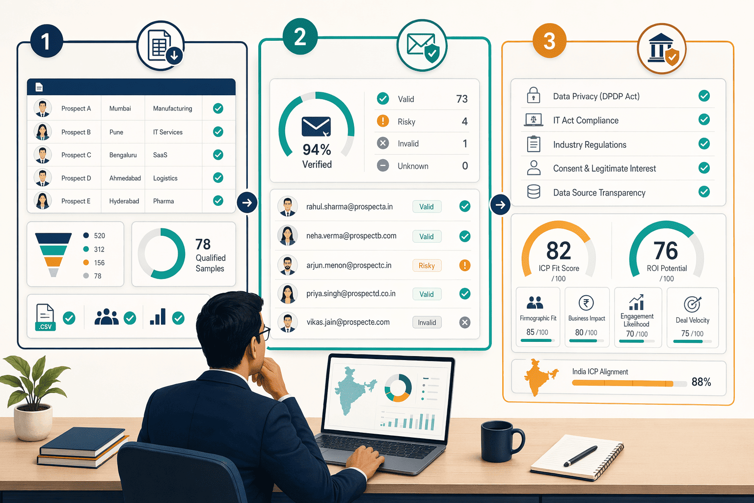 Illustration for: Platform Evaluation Criteria for Indian B2B Prospecting