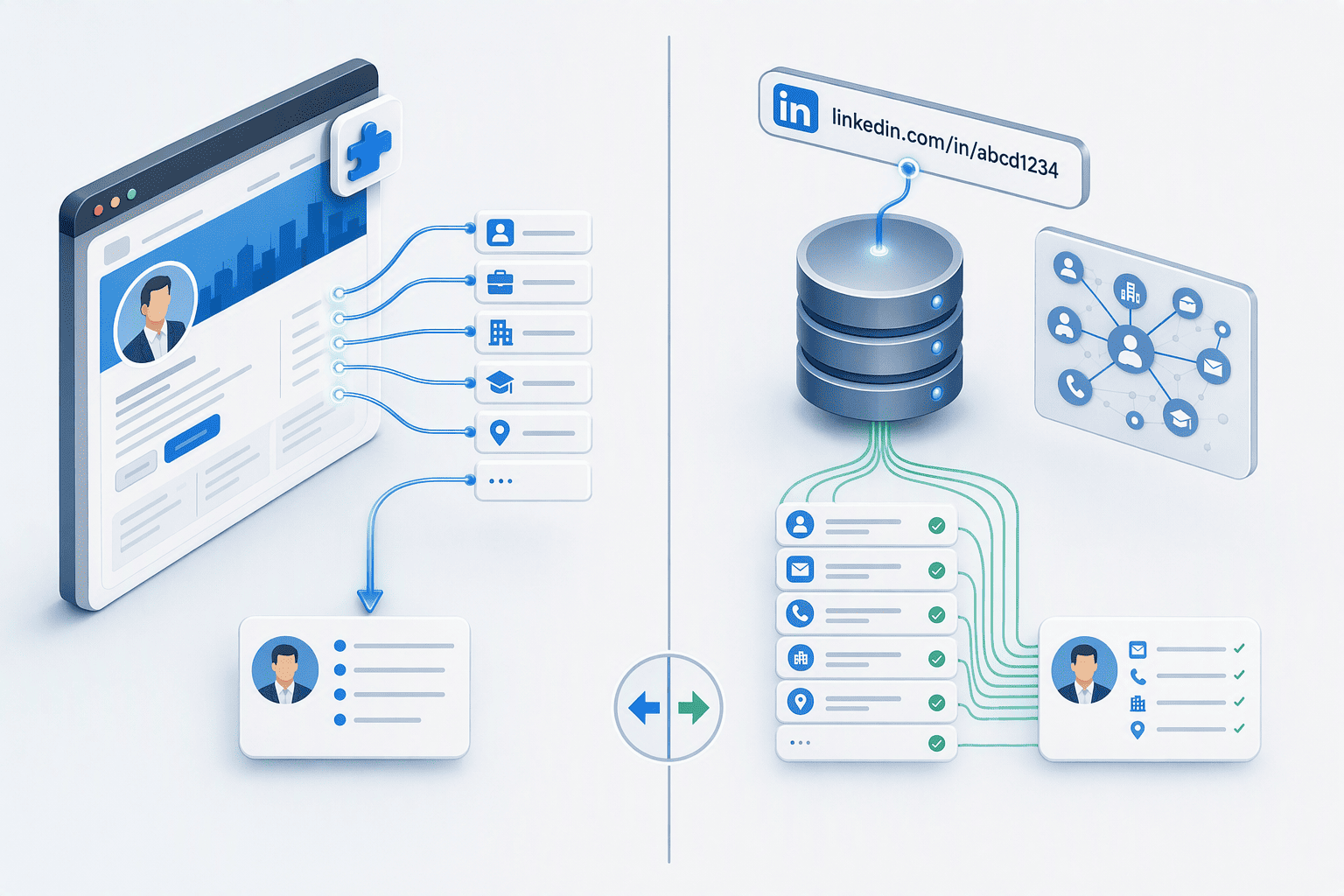 Illustration for: How LinkedIn Prospecting Tools Access Contact Data (Scraping vs. Enrichment)