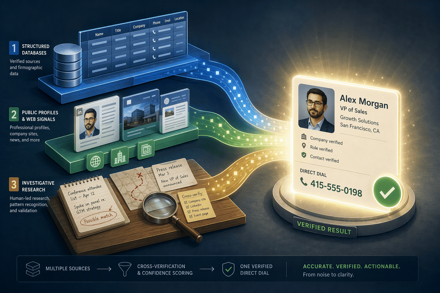 Illustration for Step 3: Choose the Right Sourcing Channel: Databases, Public Profiles, and Manual Research