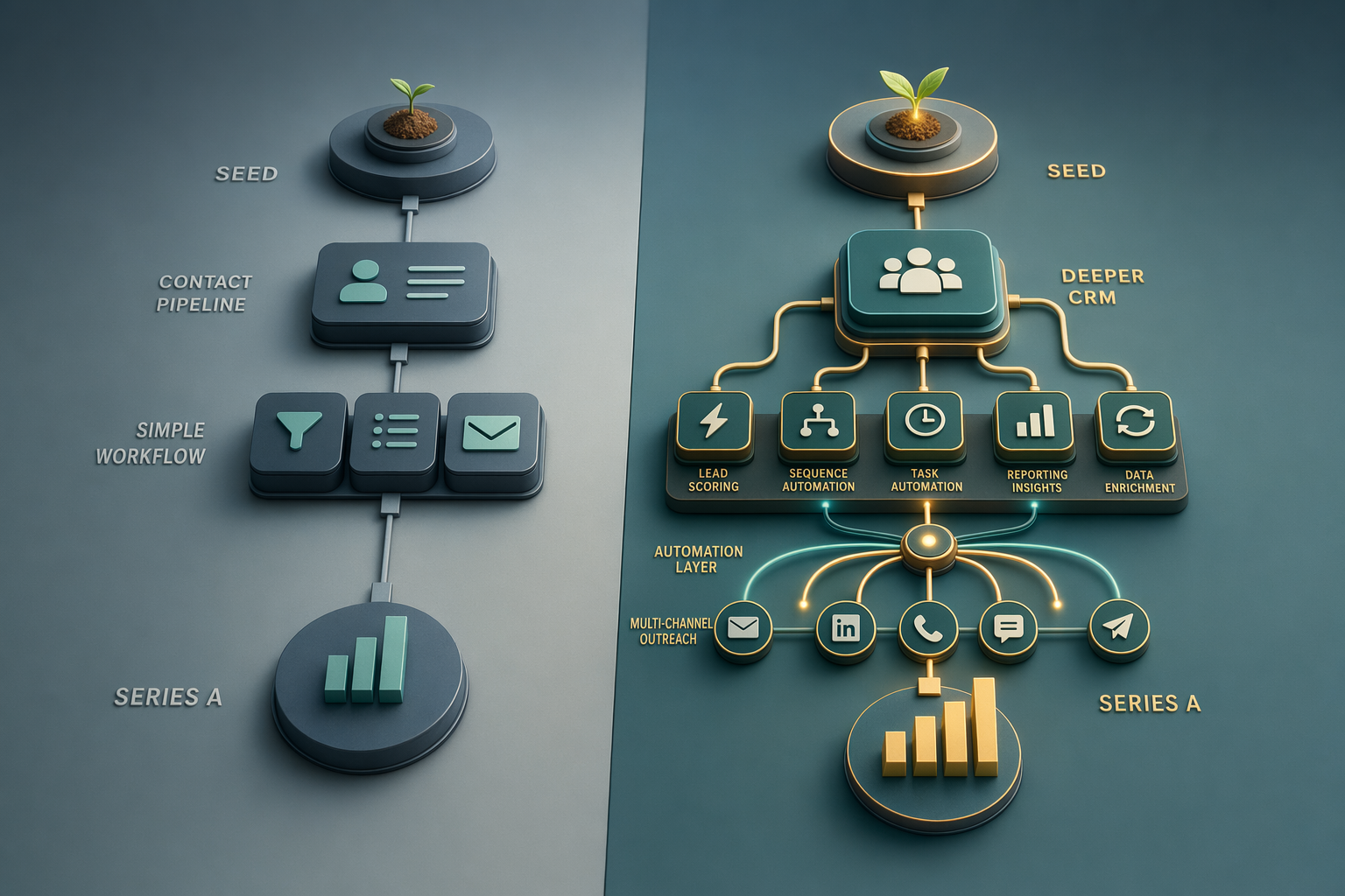 Illustration for: How to Match Tool Features to Your Startup Stage (Seed Versus Series A)