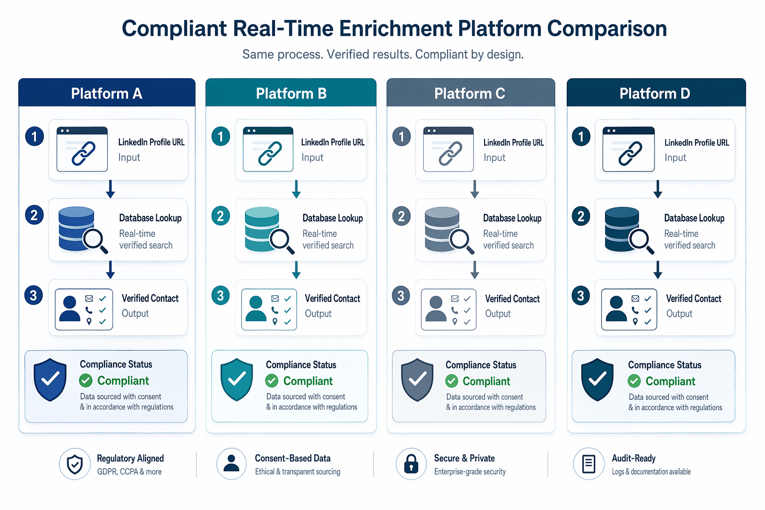 Illustration for: Platform Comparison: Compliant Real-Time Enrichment Options
