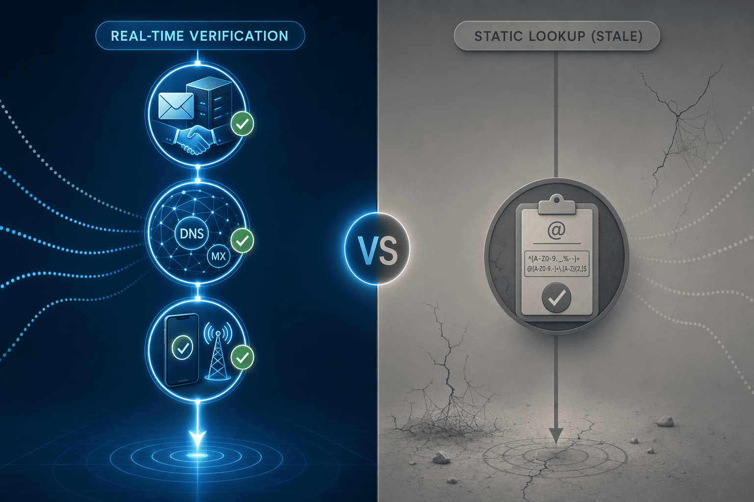 Illustration for: Verification Methodology: Real-Time vs Static Database Enrichment
