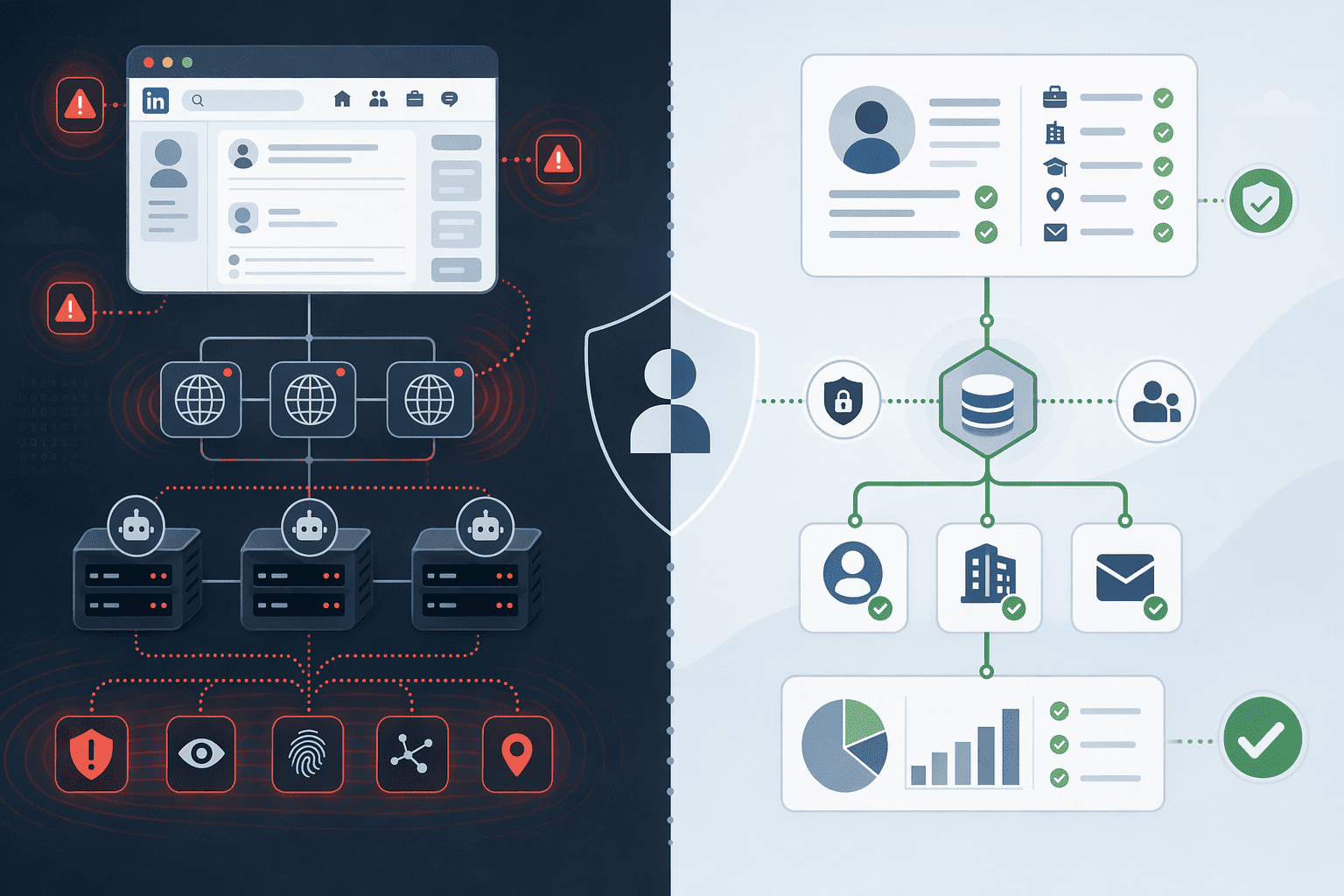 Illustration for: LinkedIn Compliance Models: Scraping vs Enrichment-Based Tools
