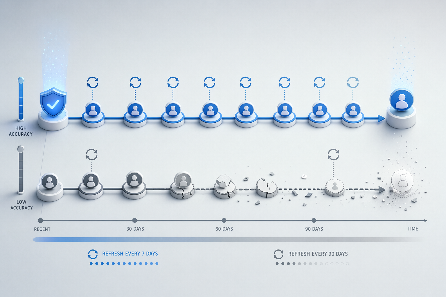 Illustration for: Data Freshness and Refresh Cycles: The 2-3% Monthly Decay Problem