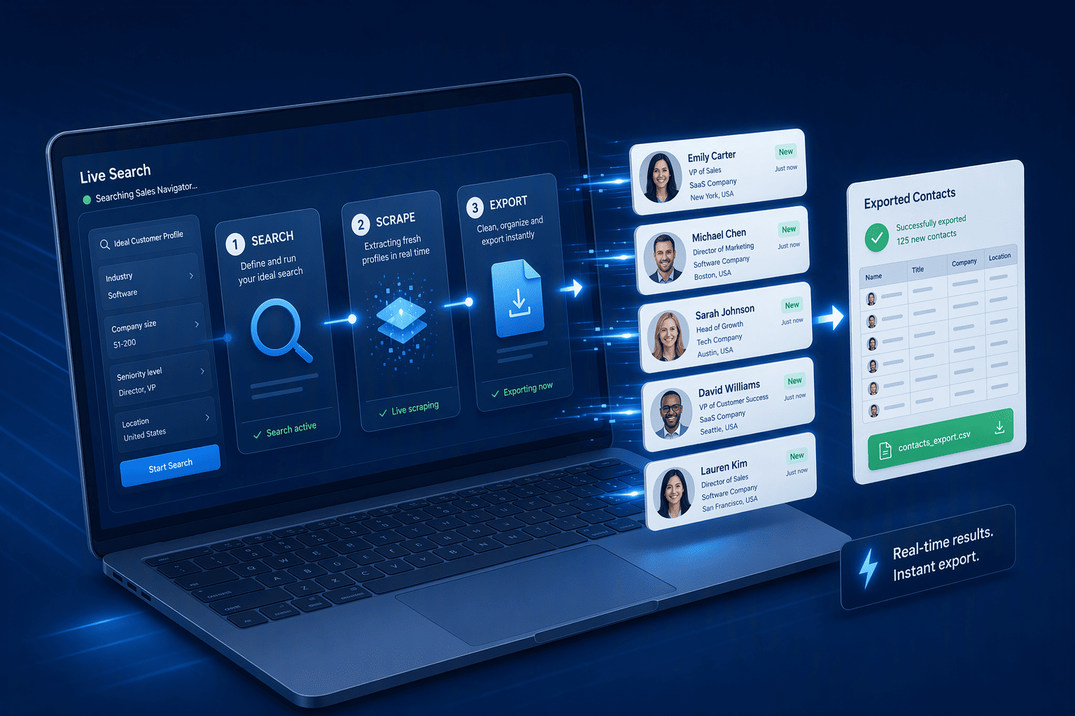 Illustration for 5. Wiza: Real-Time LinkedIn Scraping for Fresh Export Lists