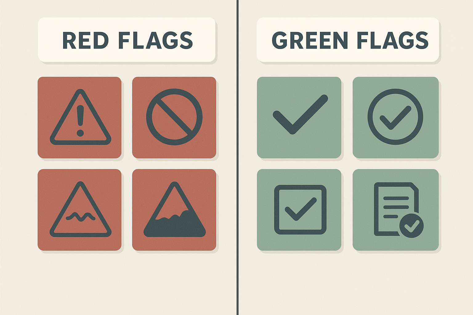Checklist showing compliance red flags and green flags for contact discovery tools