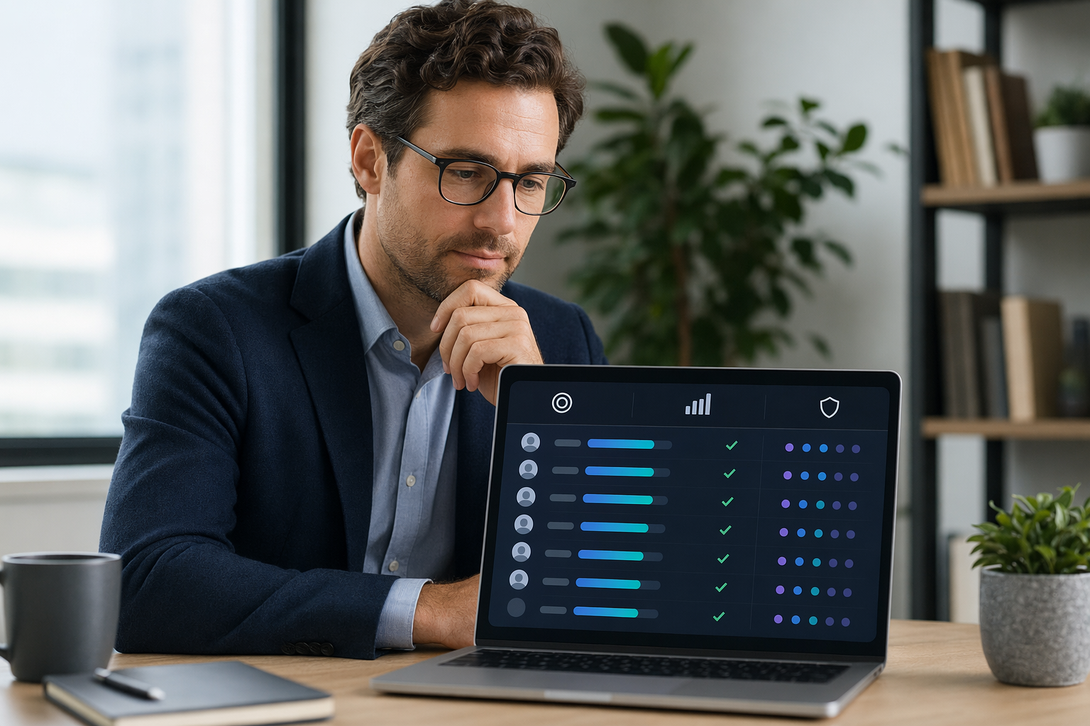 Sales professional comparing contact discovery platforms on laptop screen with accuracy metrics