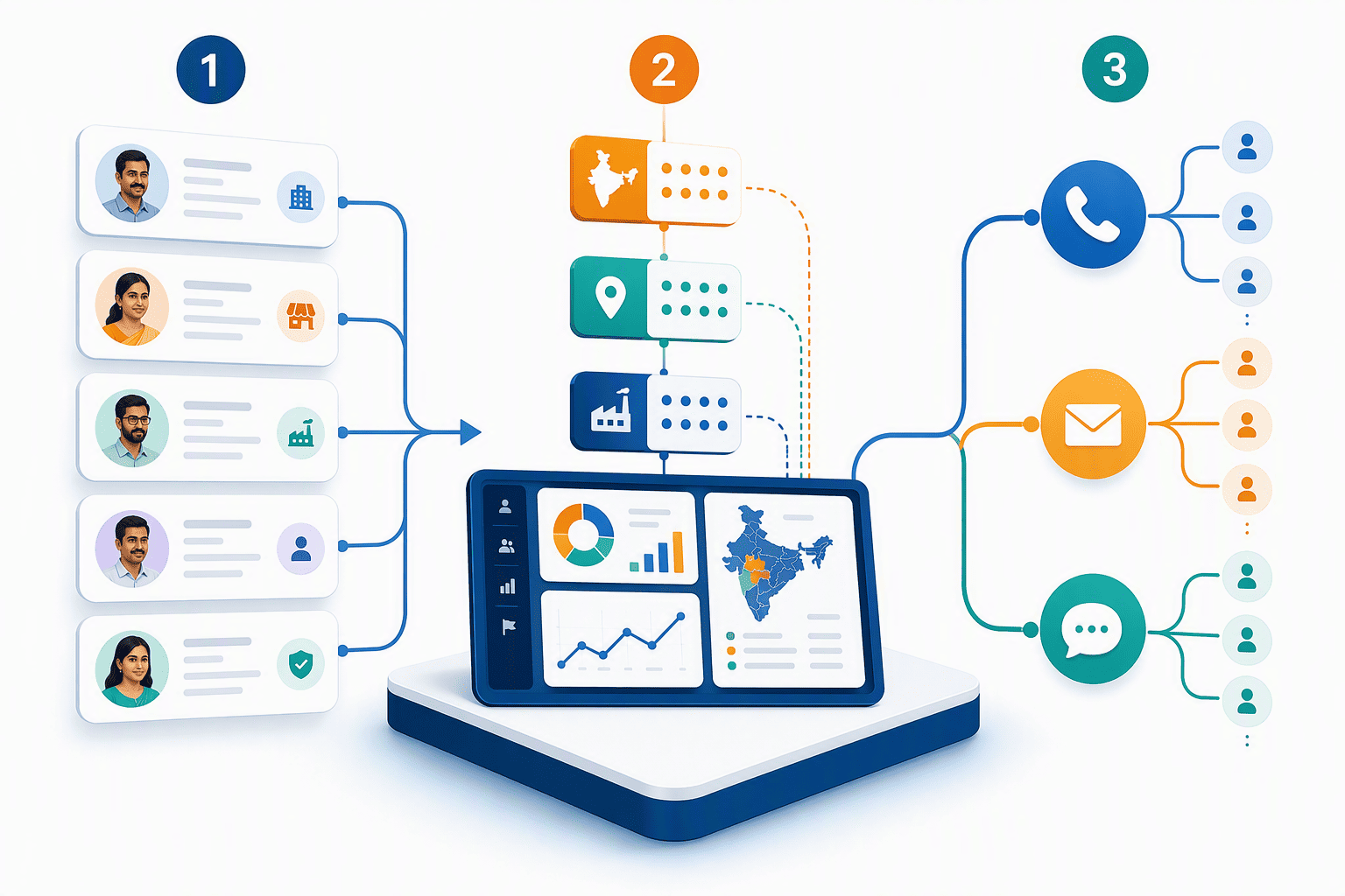 Illustration for 7. LeadSquared Converse + CRM, The India-First Workflow Hub