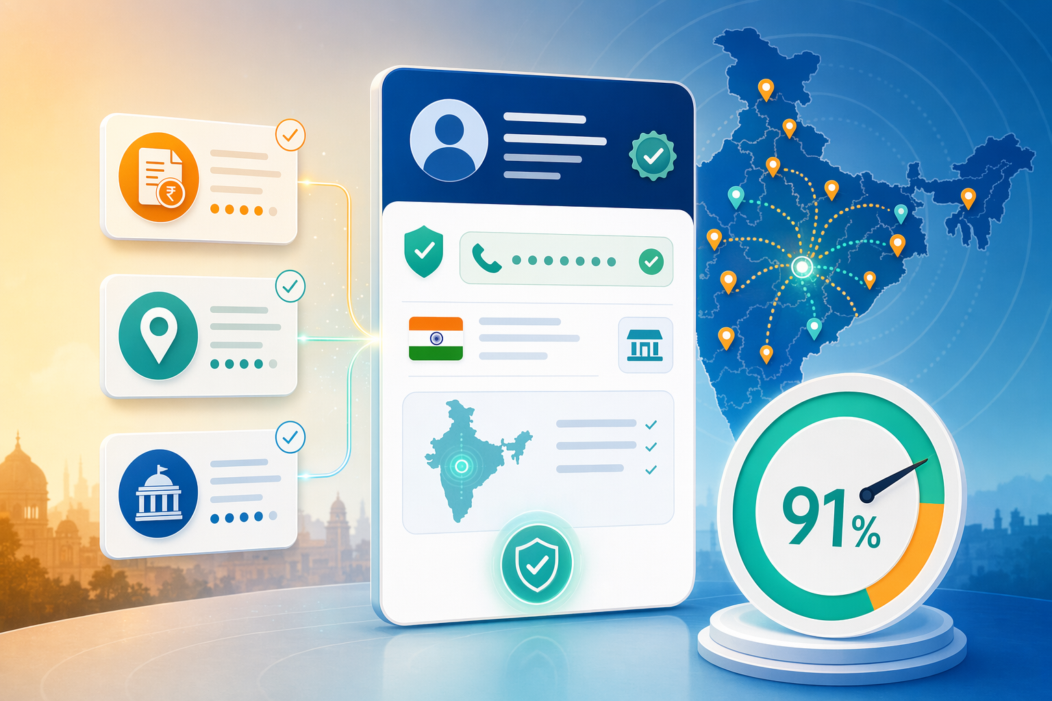Illustration for: PeakAi for Indian Sales Teams: 91% Phone Accuracy and Regional Data Integration
