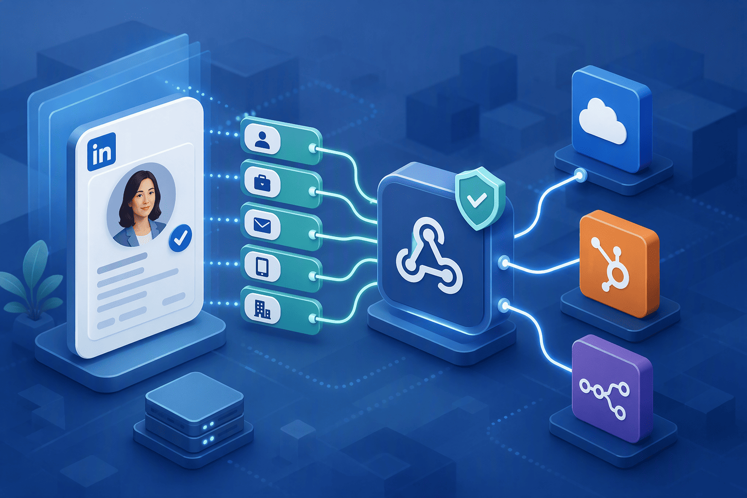 Illustration for Integrating Verified Contact Data with Salesforce, HubSpot, and n8n Workflows