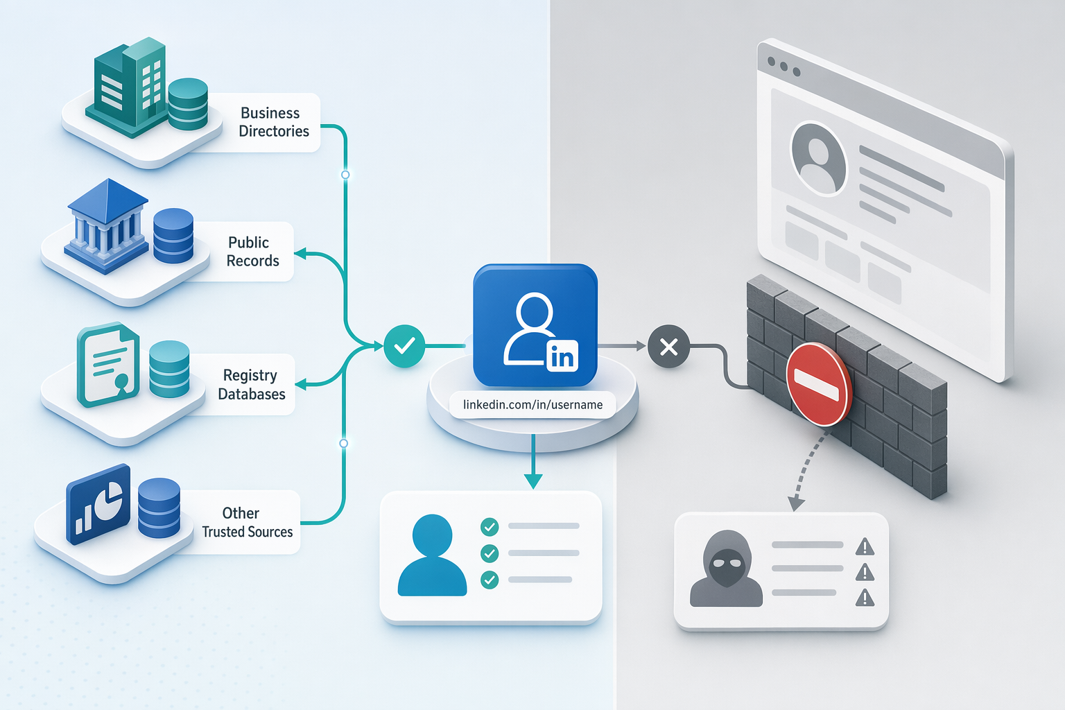 Illustration for: Compliance Models: Enrichment vs. Direct Scraping