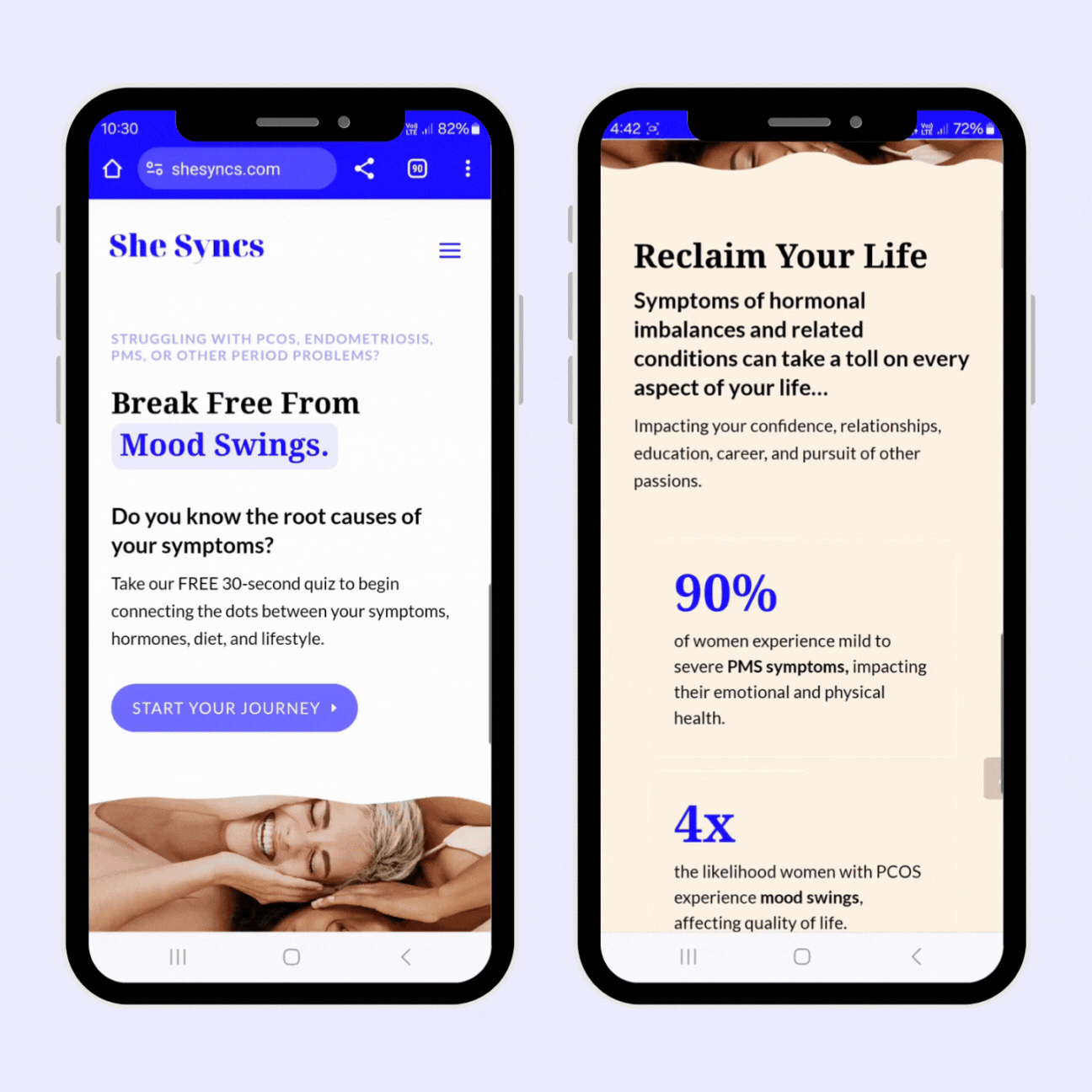Divi website design for holistic women's health brand She Syncs