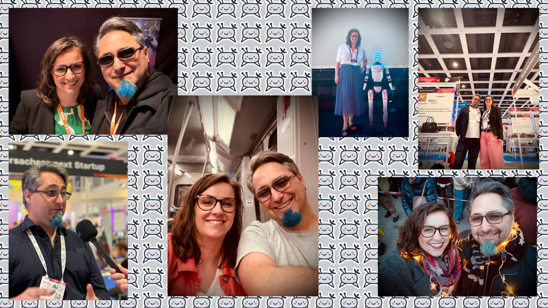 Collage of several selfies and portraits from events.