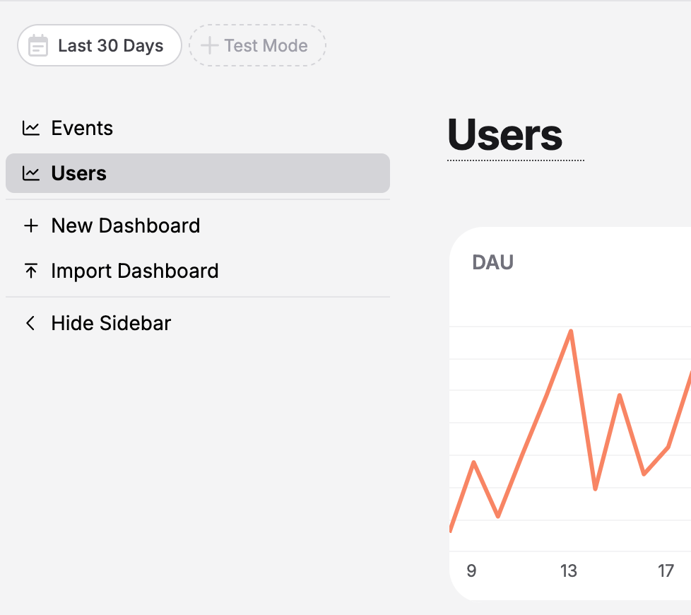 The import button is located in the sidebar of your dashboard overview