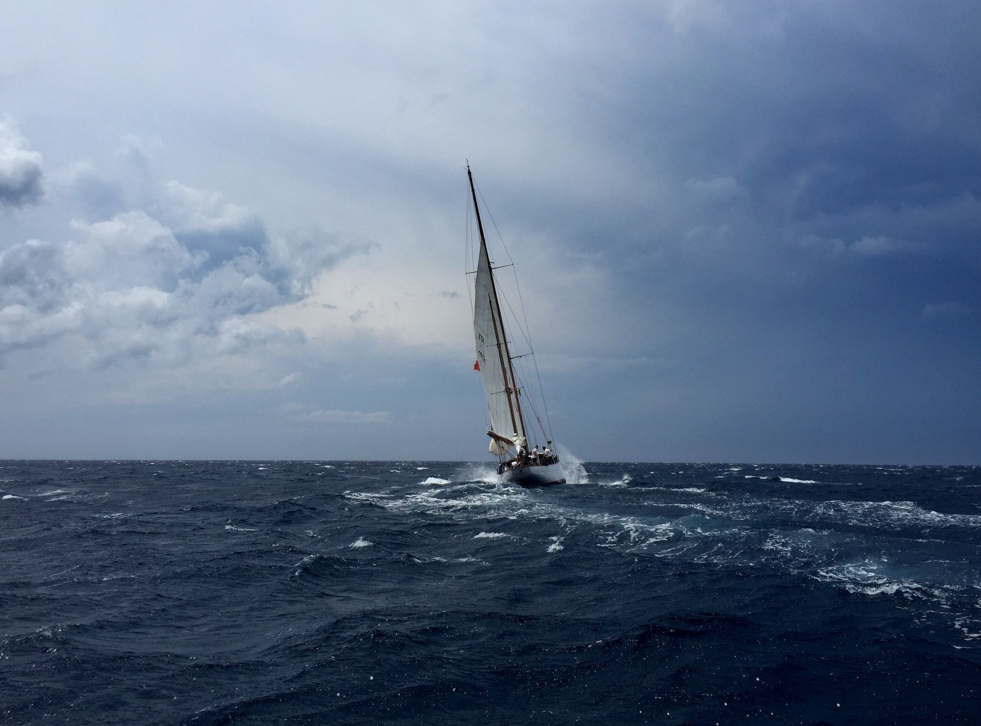 Ship in windy weather