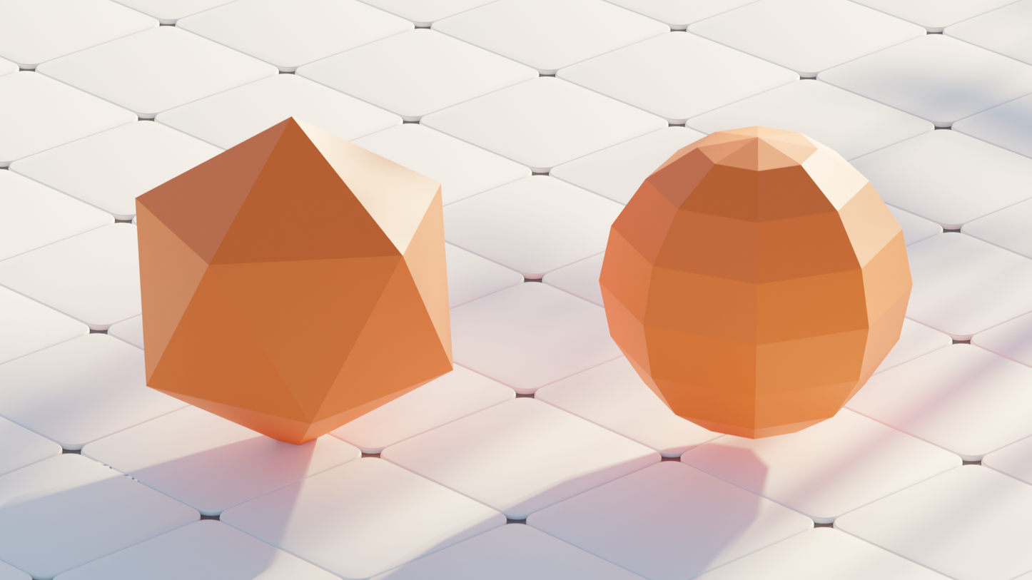 A render of two slightly different spheres