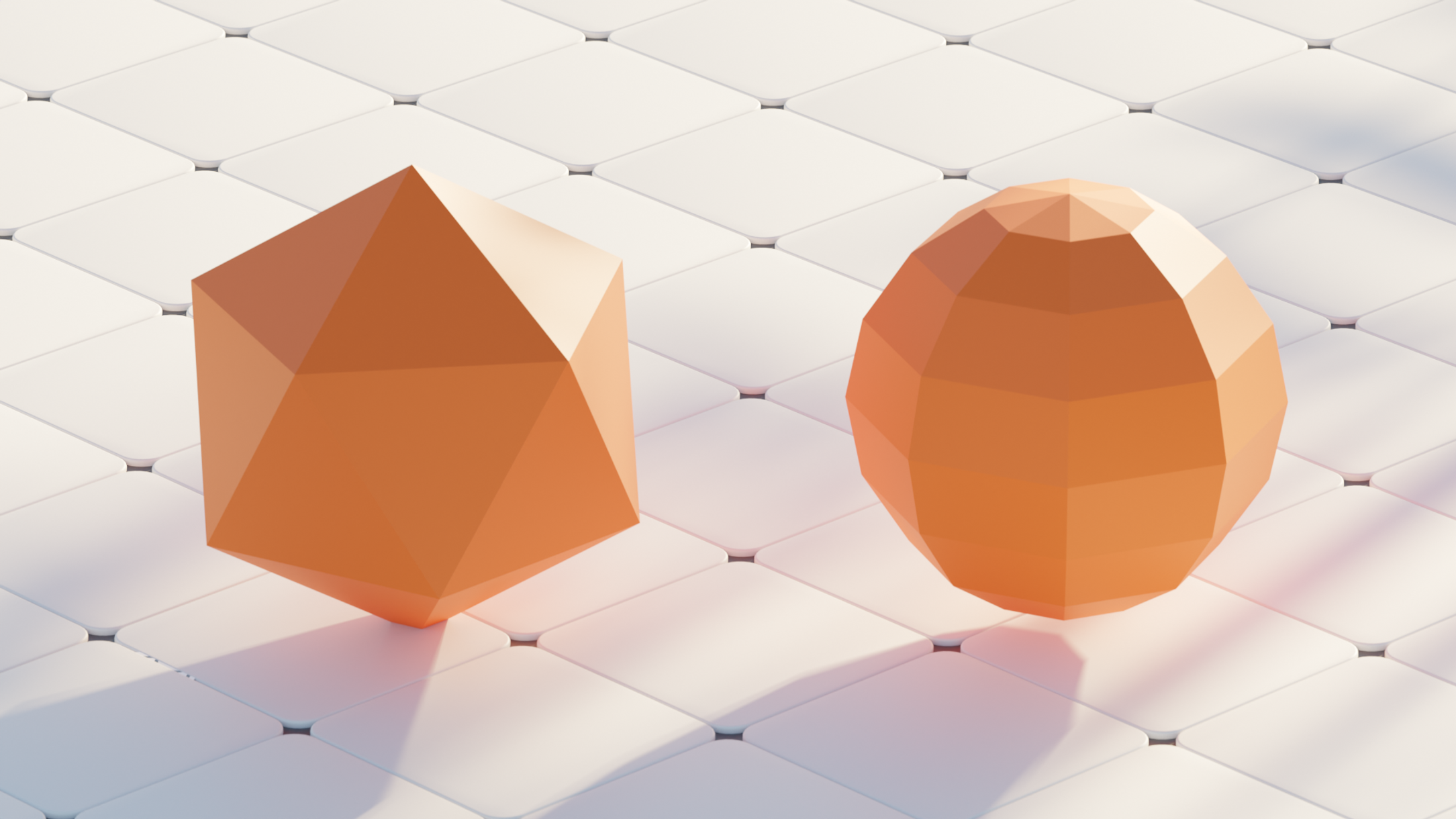 A render of two slightly different spheres