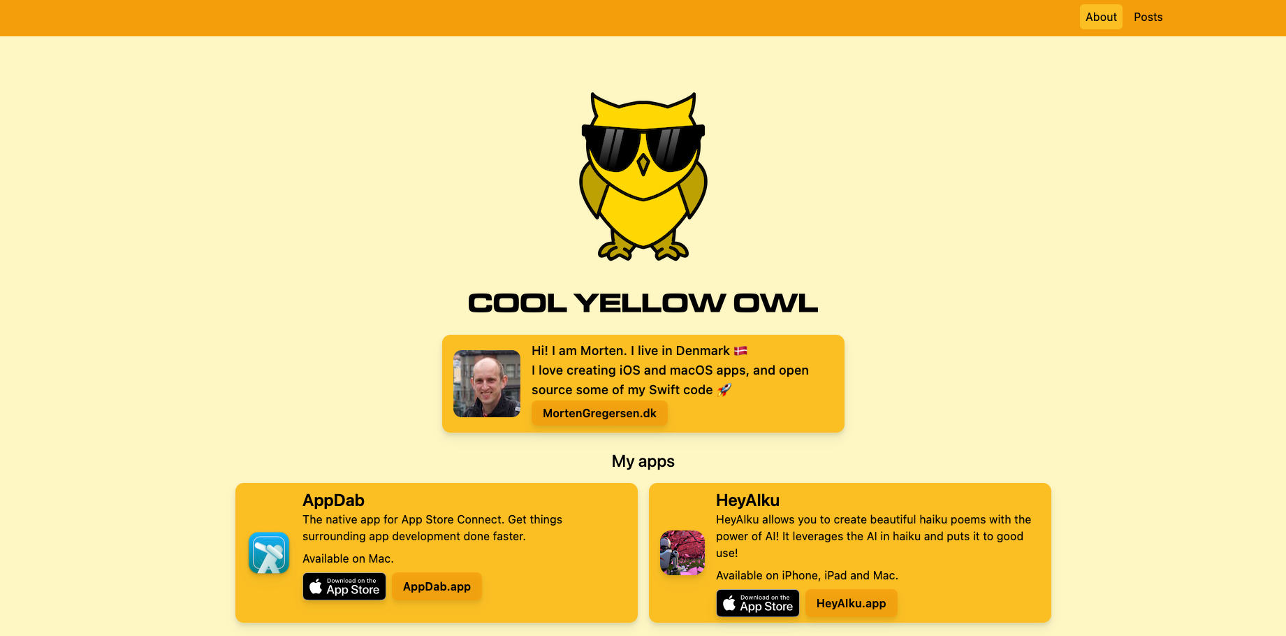 Screenshot of CoolYellowApp website