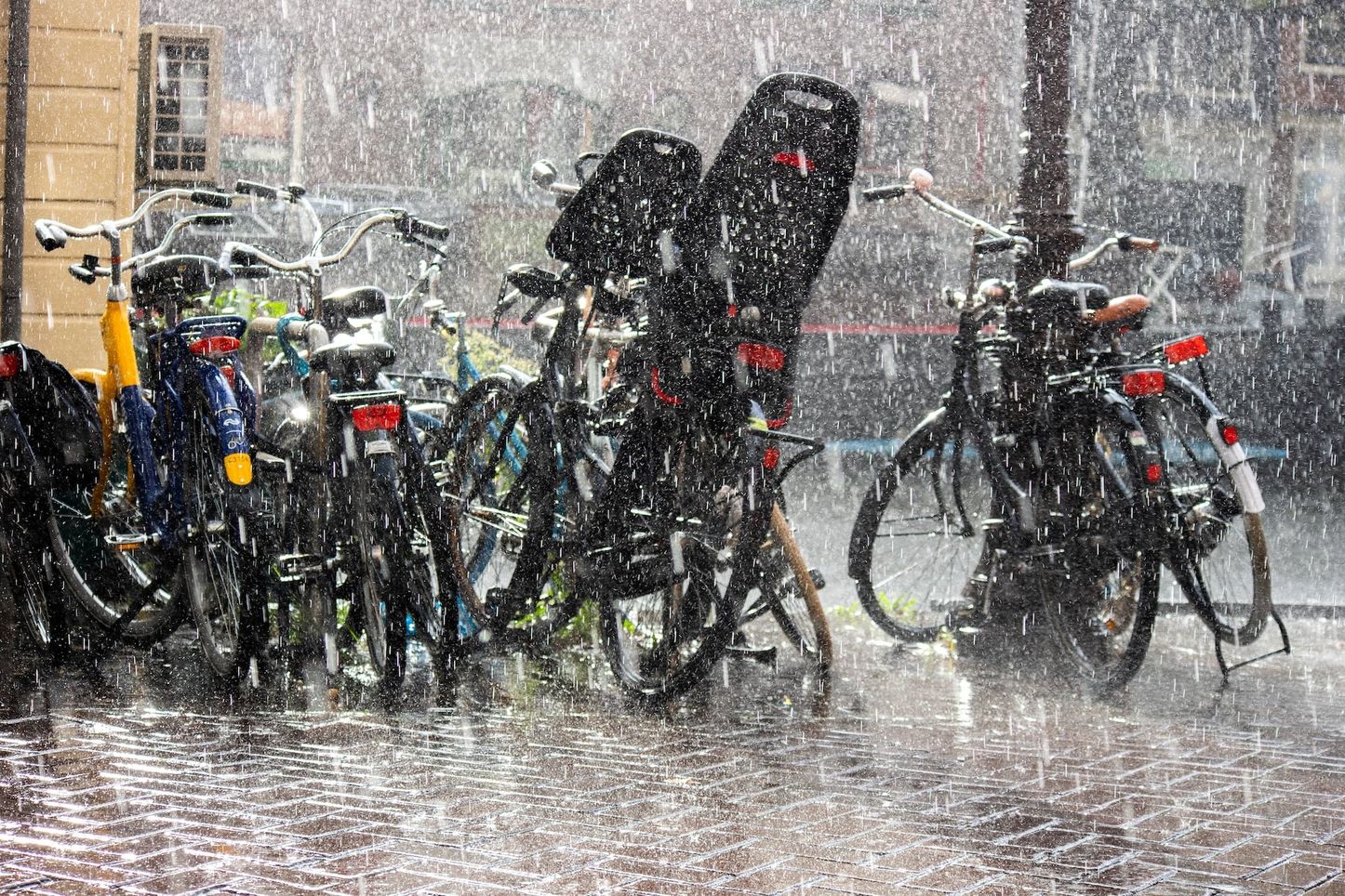 Bikes parking in the rain