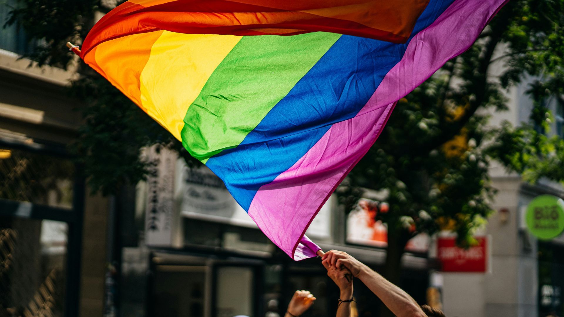 A colorful Pride flag