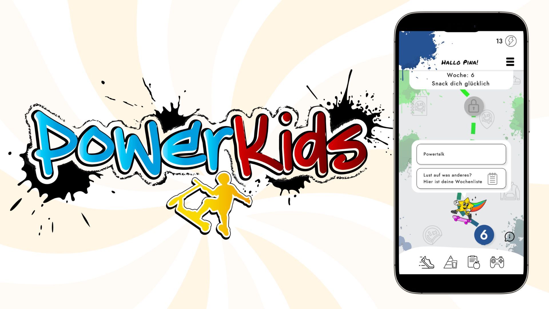 Powerkids Logo and app screenshot