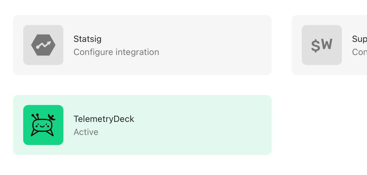 RevenueCat's TelemetryDeck Integration Button