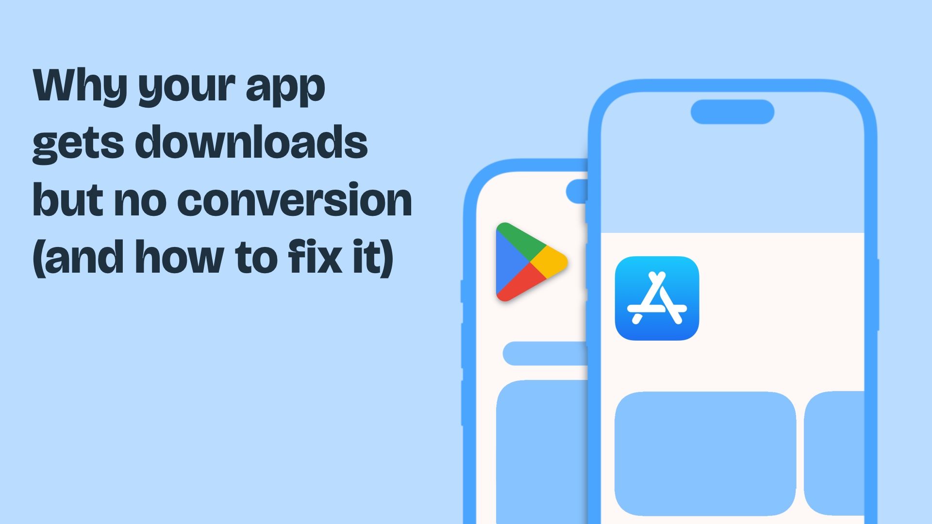 Header image containing the title and two mockups of phones with the Google Play Store and Apple App Store