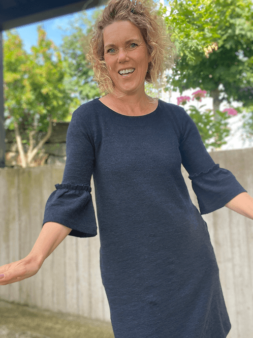 Short Dress Ruffle Sleeve, Merino - view 8