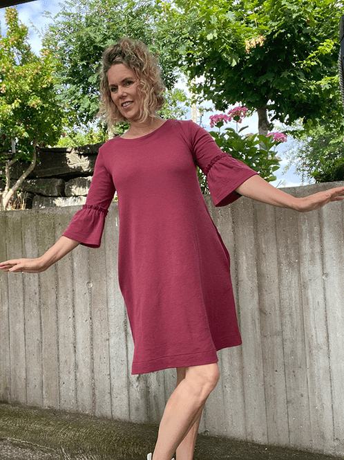 Short Dress Ruffle Sleeve, Merino - view 5