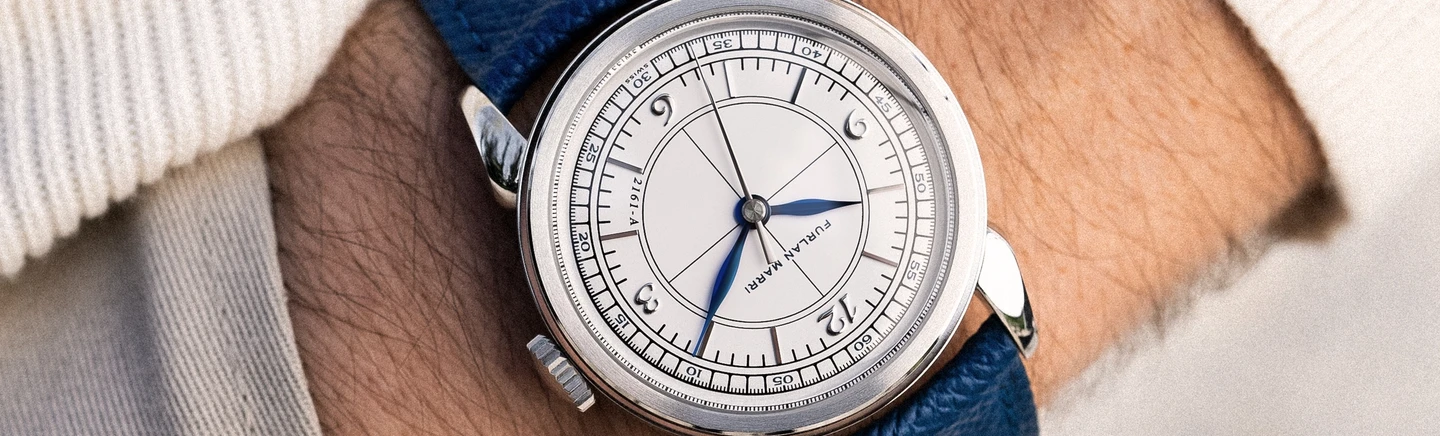 Furlan Marri White Sector, an automatic watch with three hands and Cornes de Vache lugs