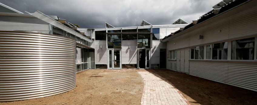 building built with clinka products - sustainable learning center in Hobart
