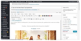WordPress platform integrations screenshot of UI and blog editing