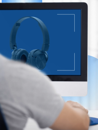 headphones on computer screen