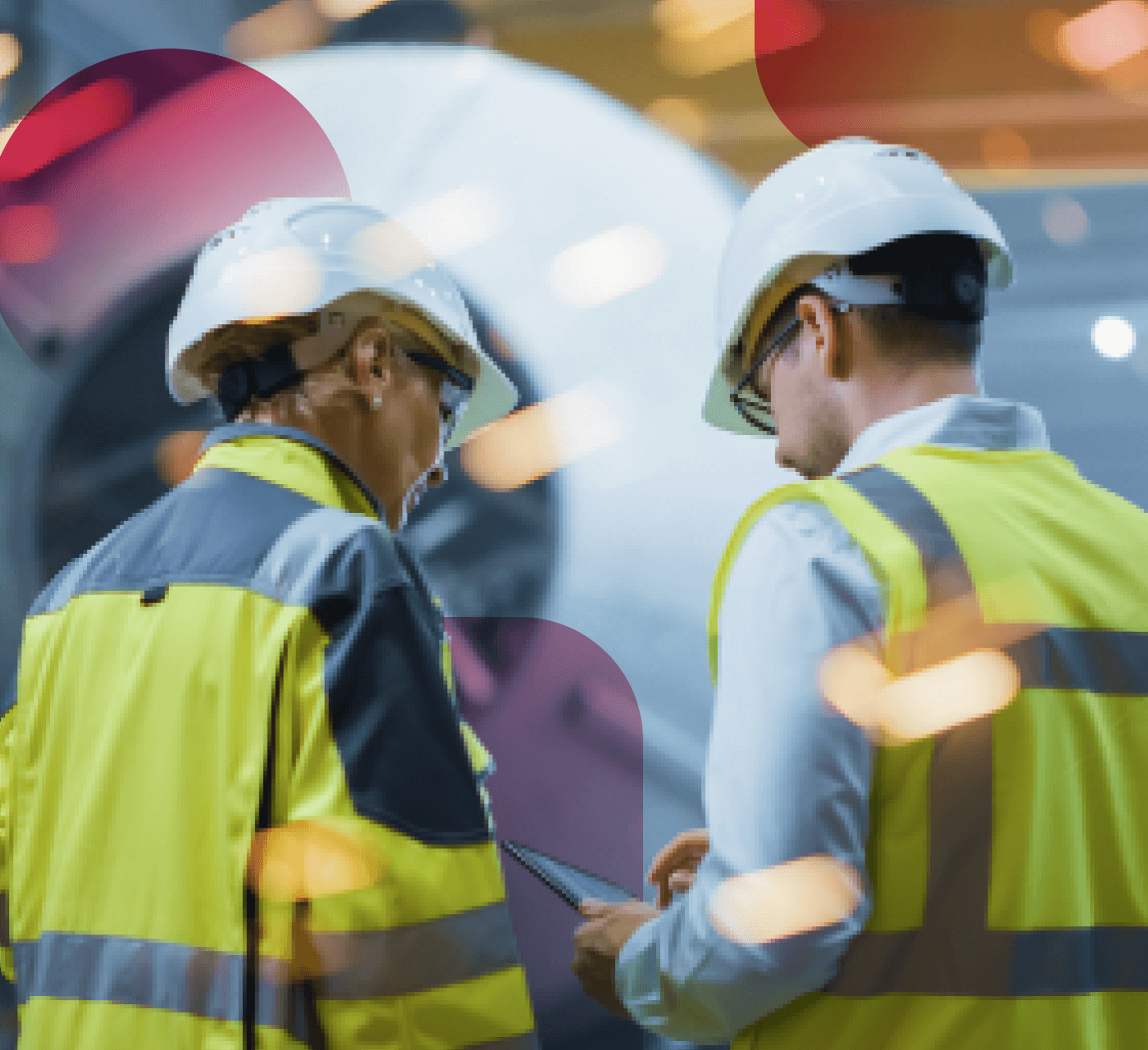 men in high visibility vests and hard hats