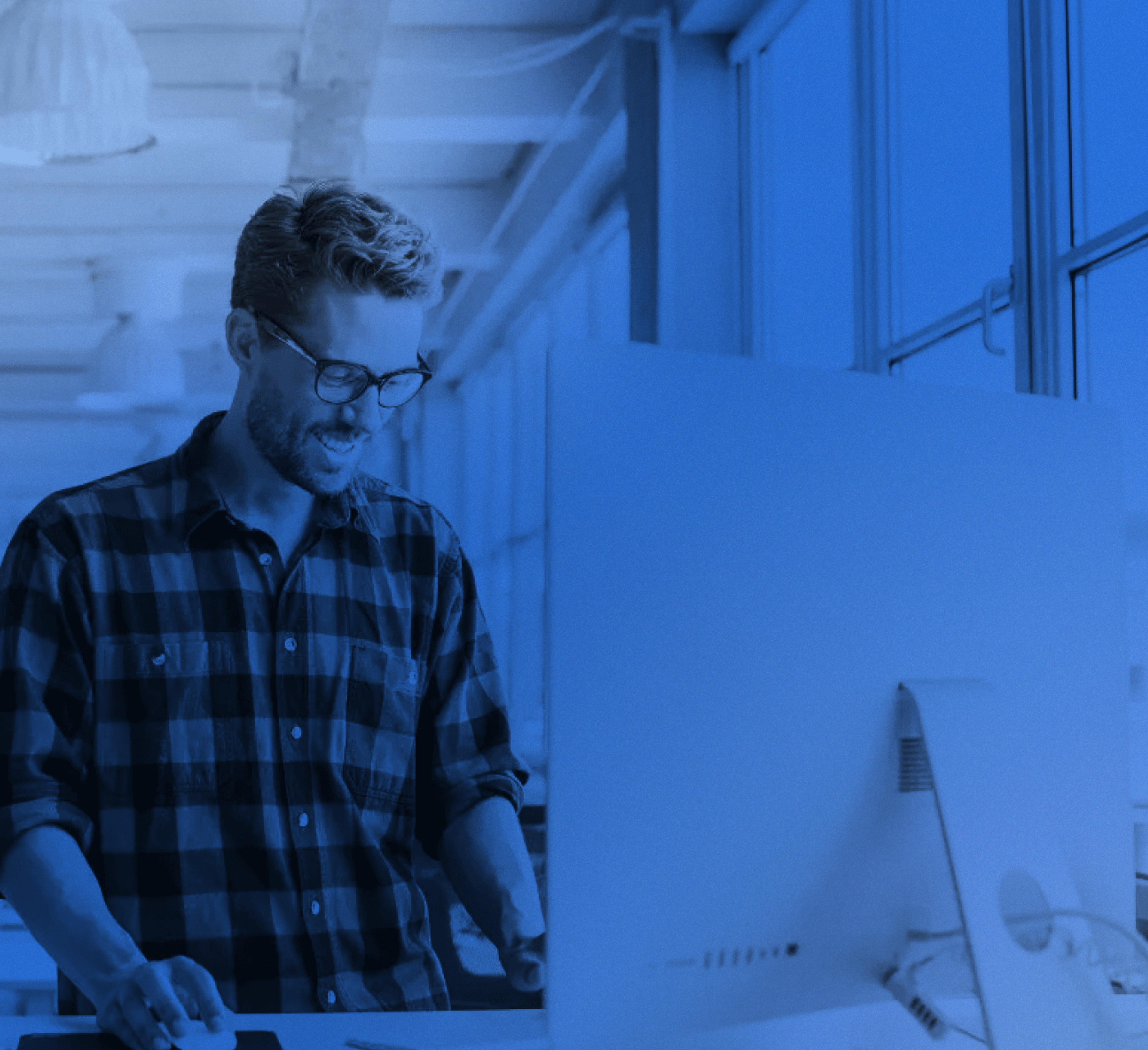 man working on a computer