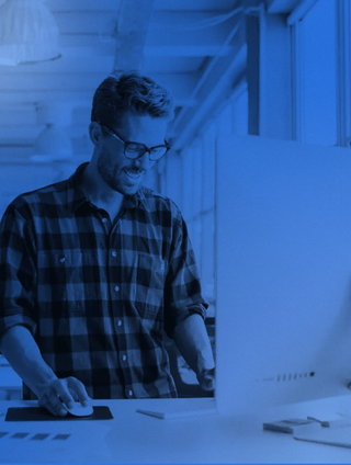 man working on a computer