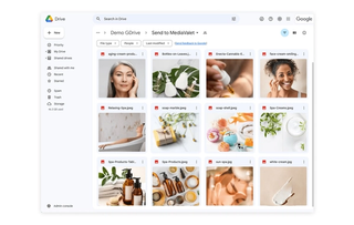 Google Drive platforms with various wellness images on a white background