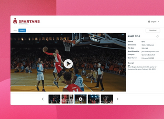 MediaValet CDN Linking for video. Video file of a basketball game with a player about to dunk a basket