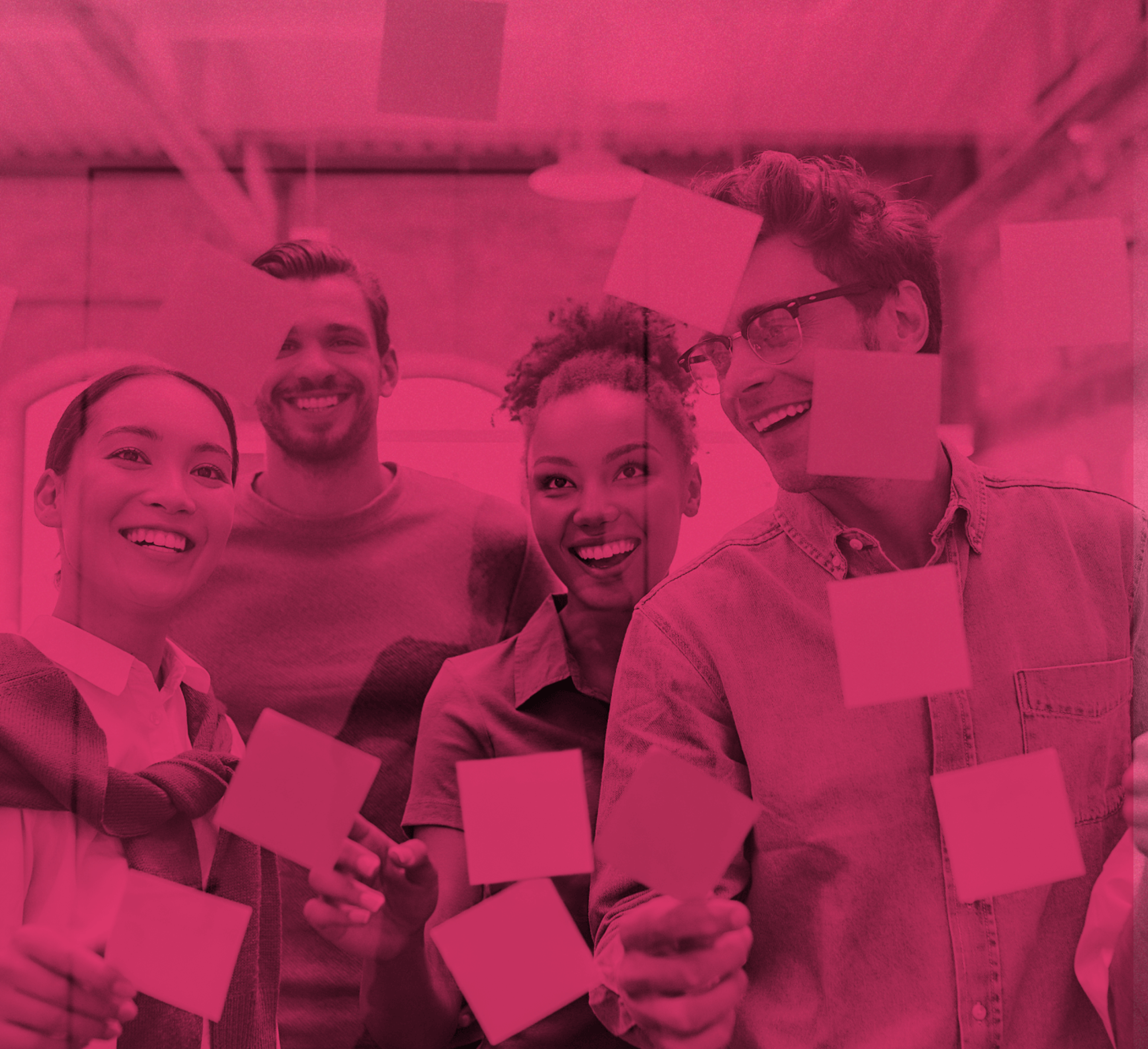 team working with sticky notes