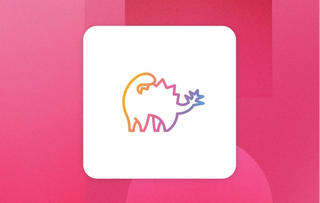 The StegA logo in grey with a white background on a pink gradient card integration